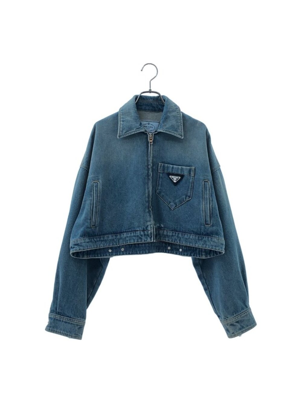 Prada Organic Denim Cropped Jacket Indigo 36